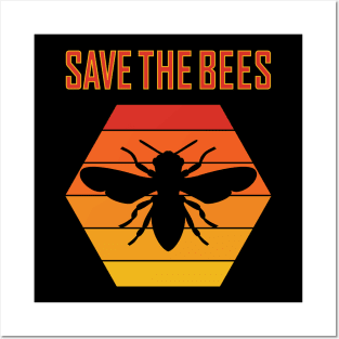 SAVE THE BEES Retro Vintage Style Climate Change Advocate original design Posters and Art